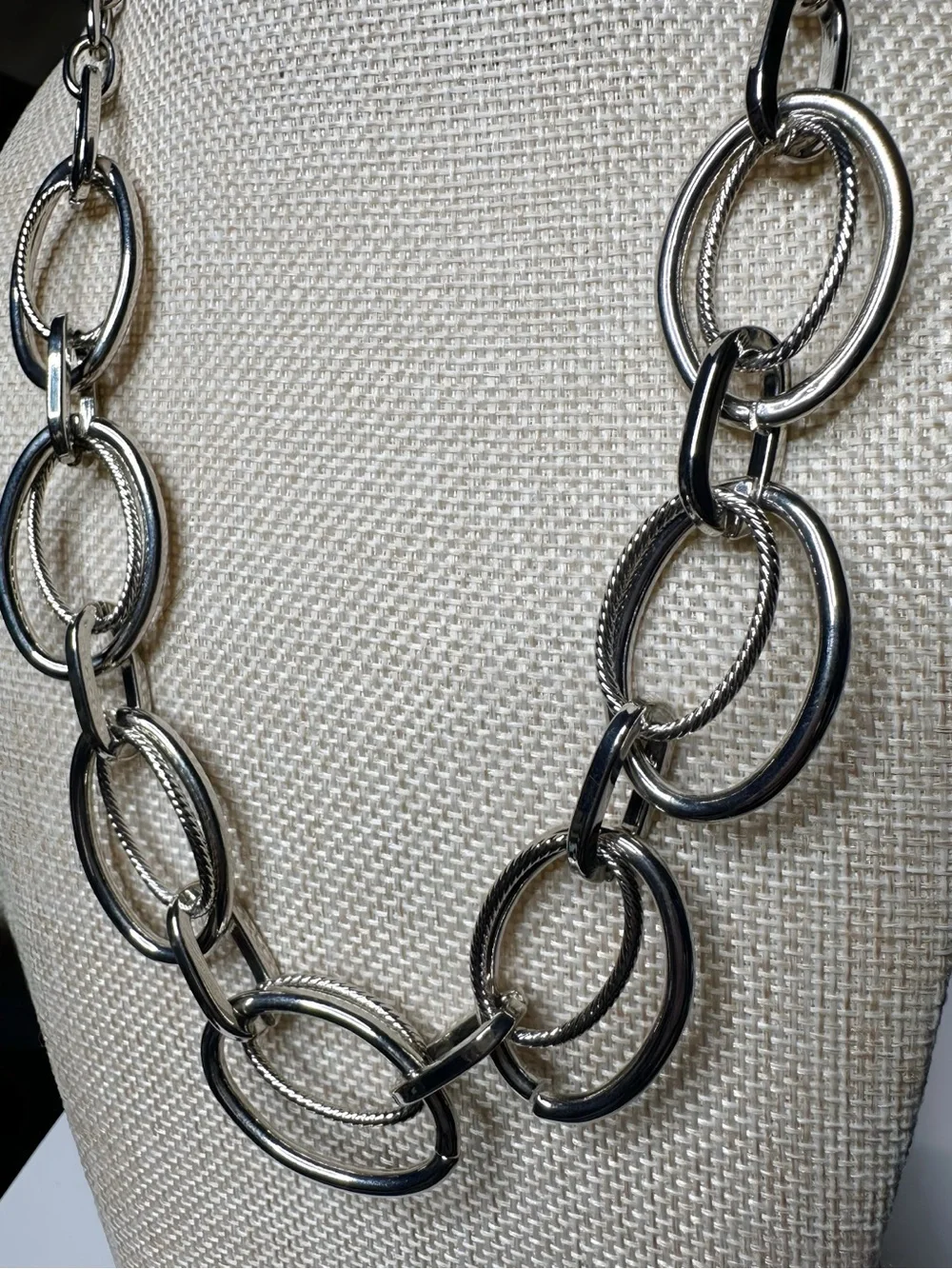 Silver Oval Link Statement Necklace - Women Jewelry